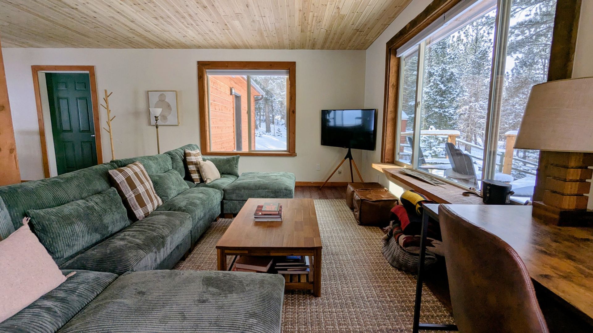 Wolfcamp living room with forest views